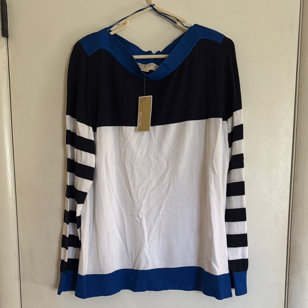 Blue and White Striped Sweater